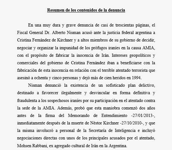 El dictamen que iba a exponer Nisman en Diputados