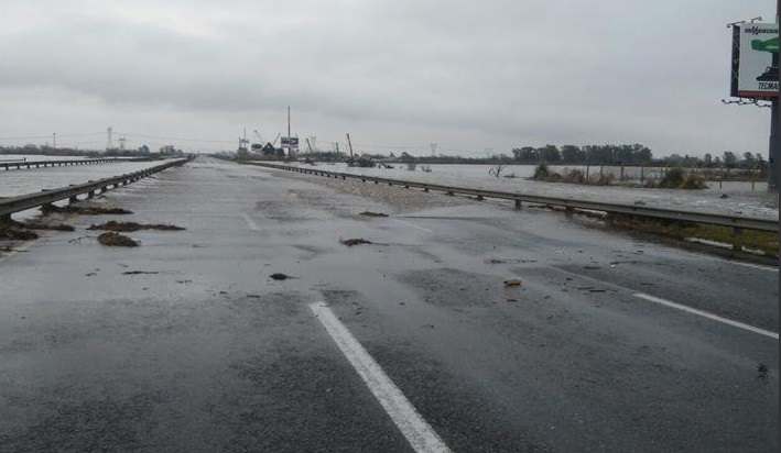 Cedió la pila del puente sobre la Ruta Nacional N° 9, km. 109, sentido a Rosario