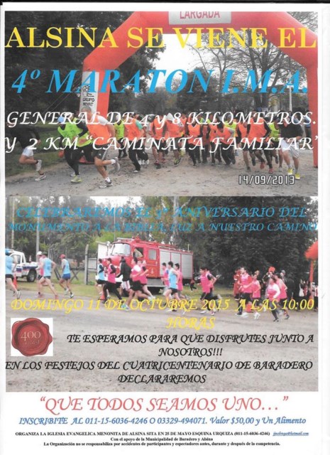 Se viene la 4ta. Maratón de Alsina