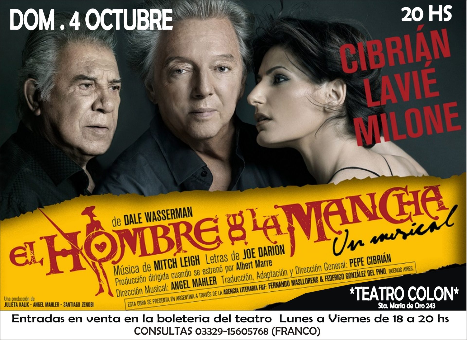 Este domingo «El Hombre de la Mancha» en el Colon