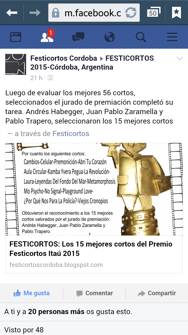 «Celular» entre los mejores 15 cortos del país