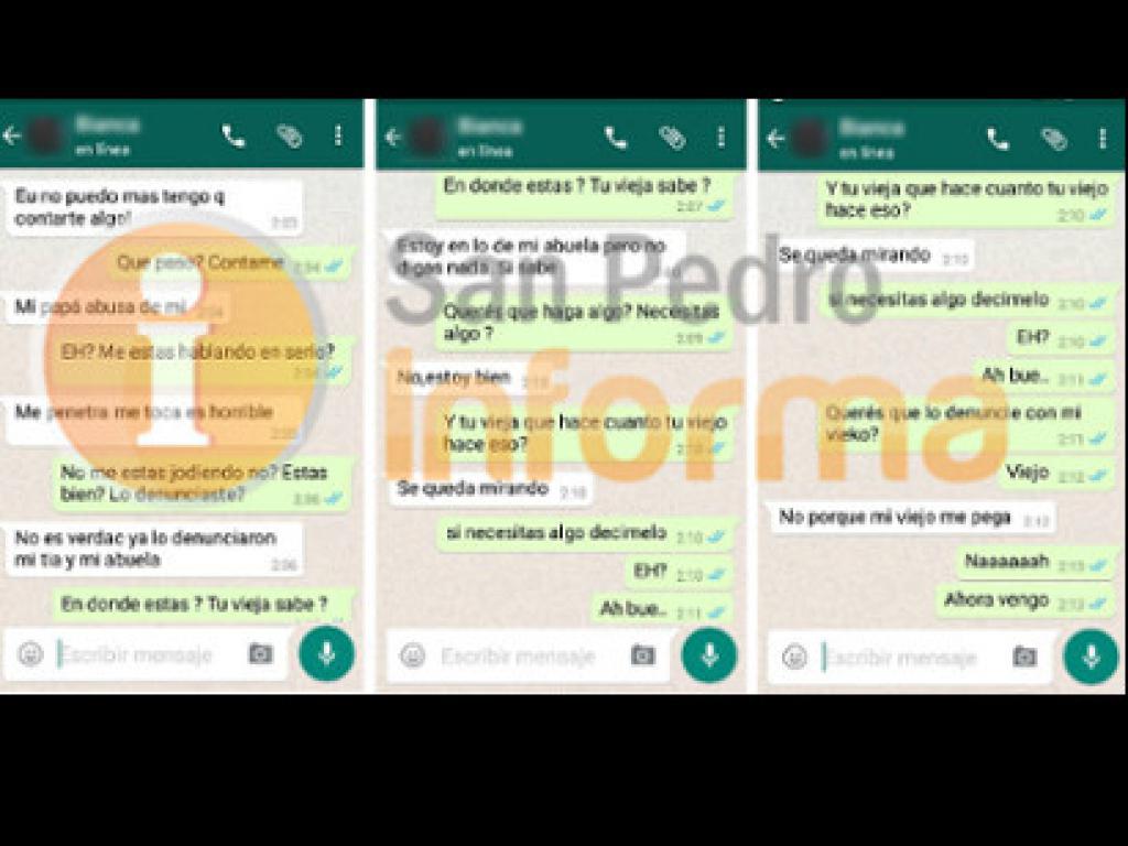 San Pedro. El chat entre la menor abusada y un amigo
