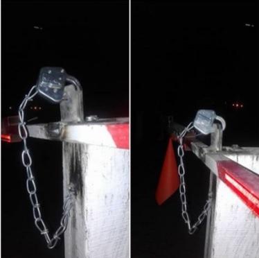Insólito. Paso a nivel cerrado con candado