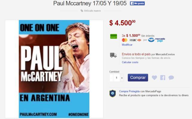 Ya hay abusos y reventa de entradas para Paul McCartney en Argentina