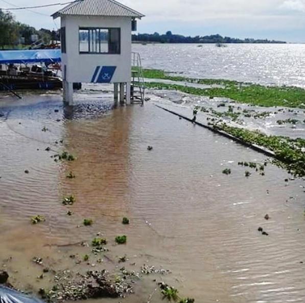 El río llegó a los 4. 60 Mts y el agua subió al puerto