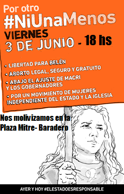 Este viernes 3 de Junio todos a la plaza Mitre a las 18Hs, por otro ‪#‎Ni Una Menos!