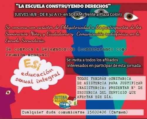SUTEBA. Jornada de Educación Sexual Integral en Baradero
