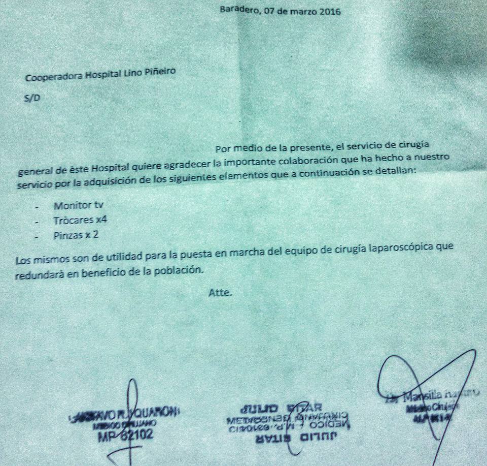 La Cooperadora del Hospital un apoyo incondicional a la salud publica