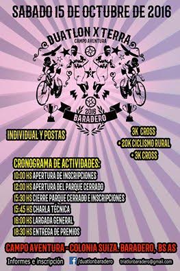 Se viene la 3° Fecha del Duatlón XTerra Baradero 2016