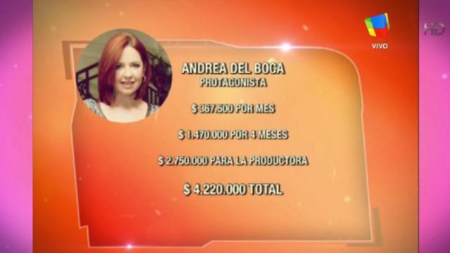 Los sueldos de los actores de la novela de Andrea del Boca: Enterate cuánto cobraron