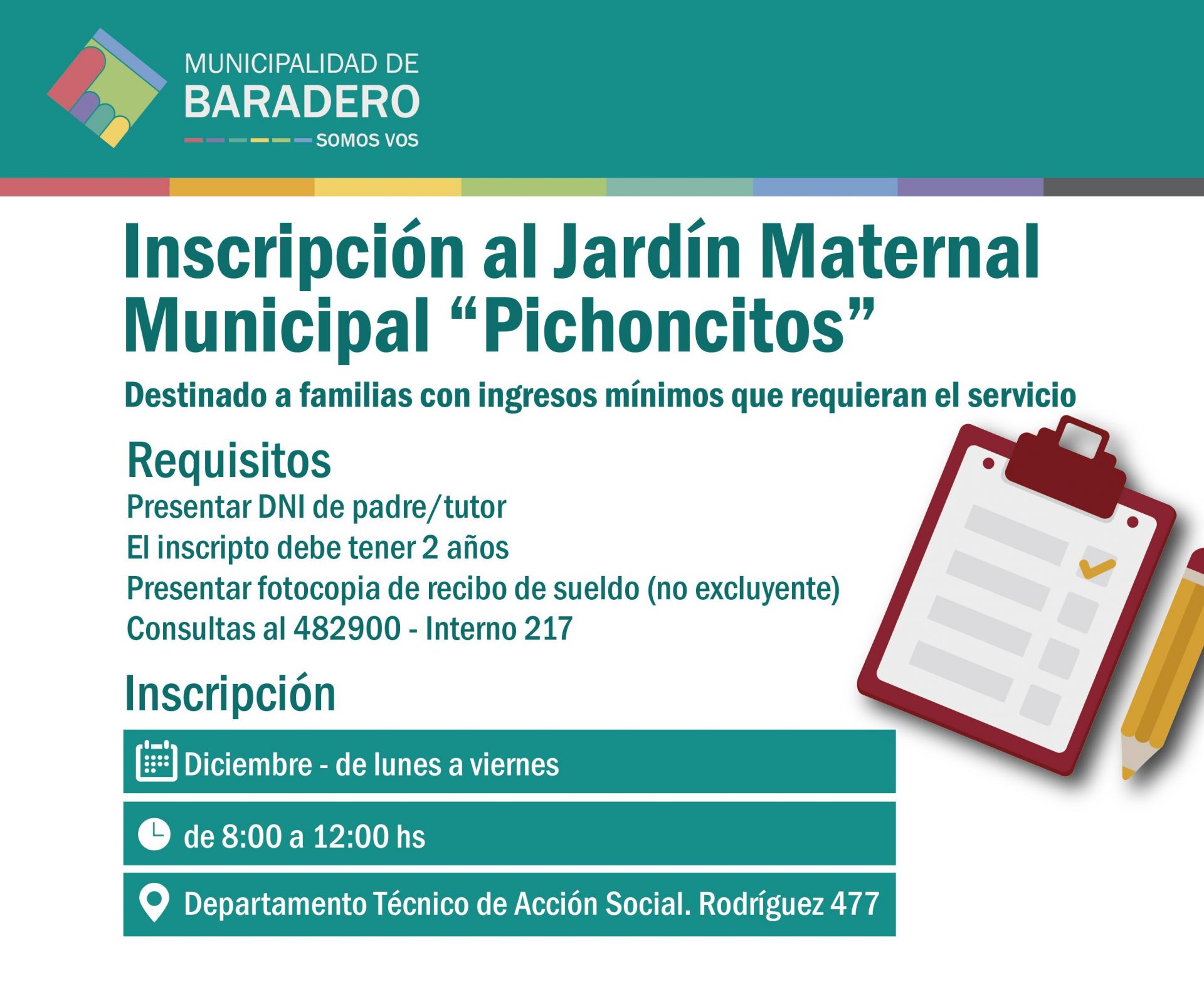 Inscripción al Jardín Maternal Municipal “Pichoncitos”