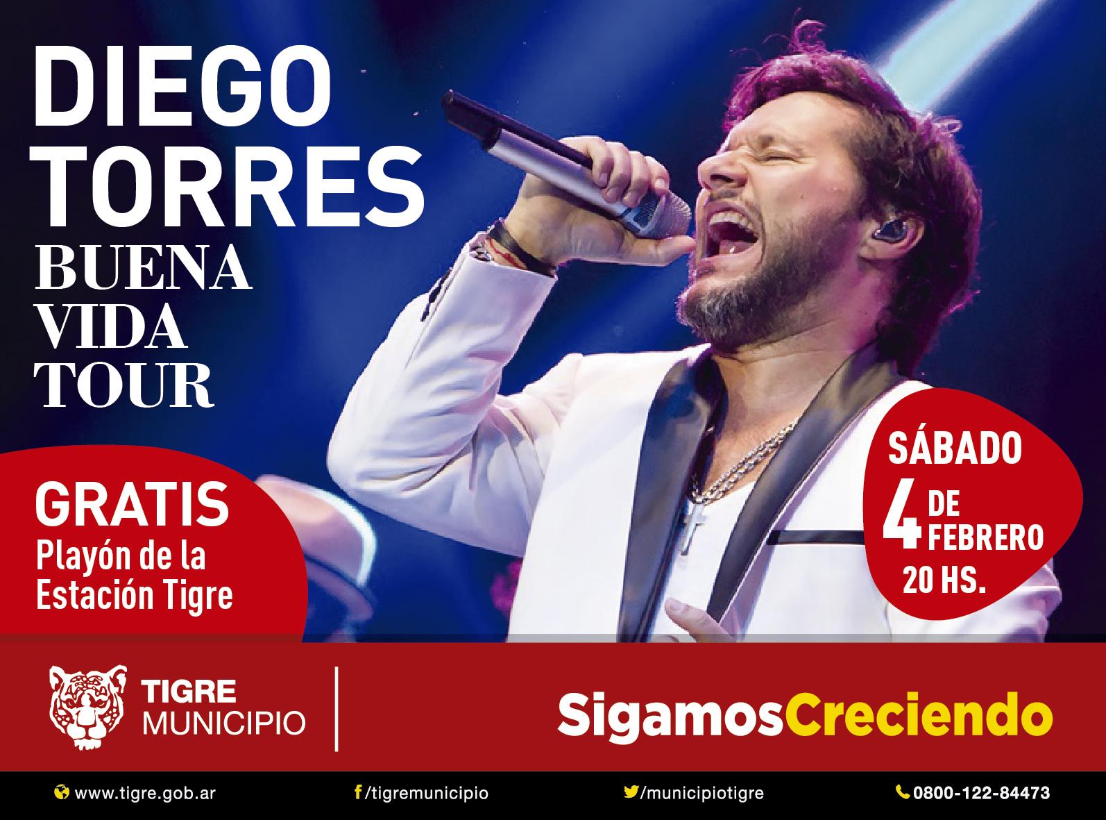 Diego Torres llega a Tigre con «Buena Vida Tour»