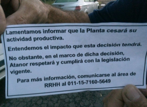 Atanor cierra sus plantas en Munro y Baradero