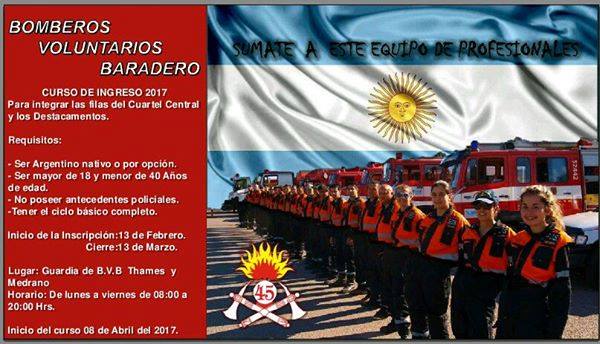 Bomberos Voluntarios. Curso de ingreso 2017