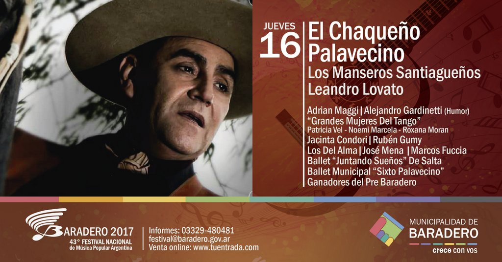 Jueves 16: el Chaqueño Palavecino actuará en la primera noche del Festival