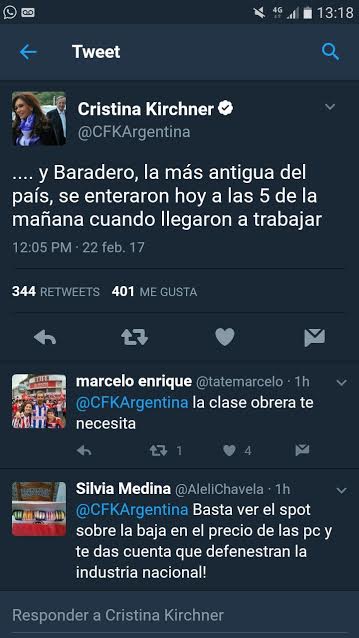 Cristina Fernández de Kirchner tuiteo sobre el cierre de Atanor