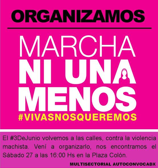 Reunión abierta para organizar una nueva marcha #NIUNAMENOS