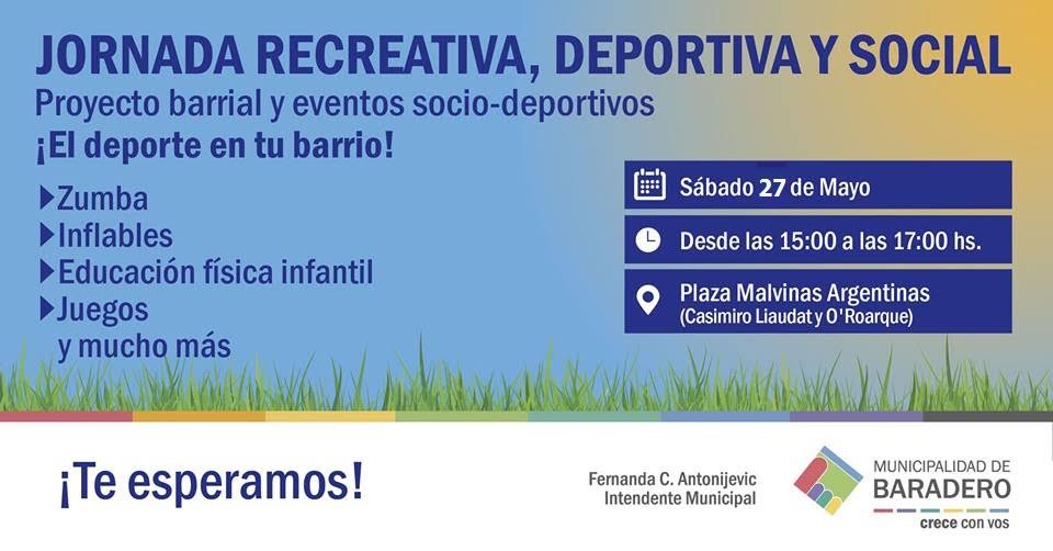 Jornada recreativa, deportiva y social en la Plaza Malvinas Argentinas