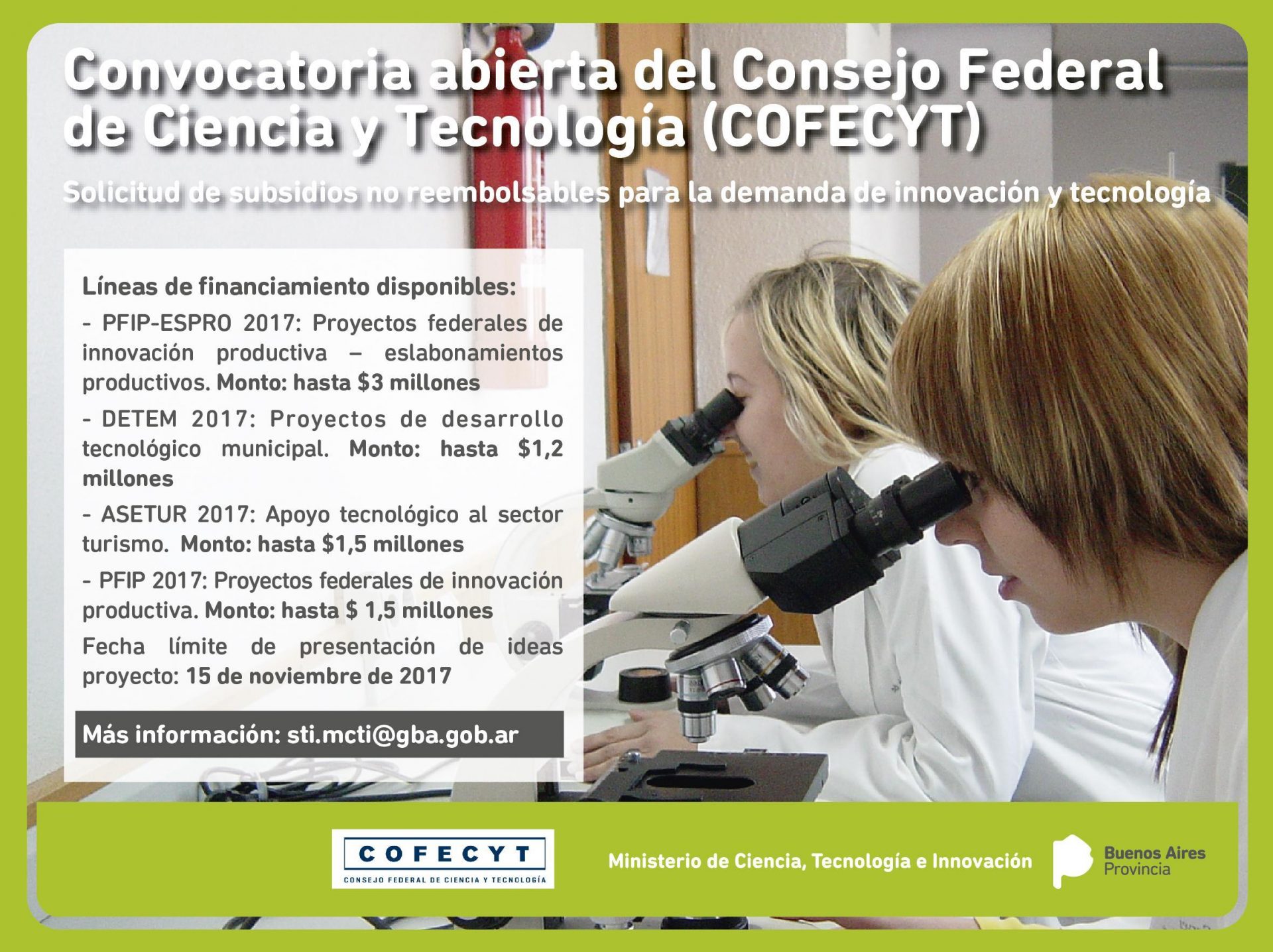 Convocatoria abierta del Consejo Federal de Ciencia y Tecnología (COFECYT)
