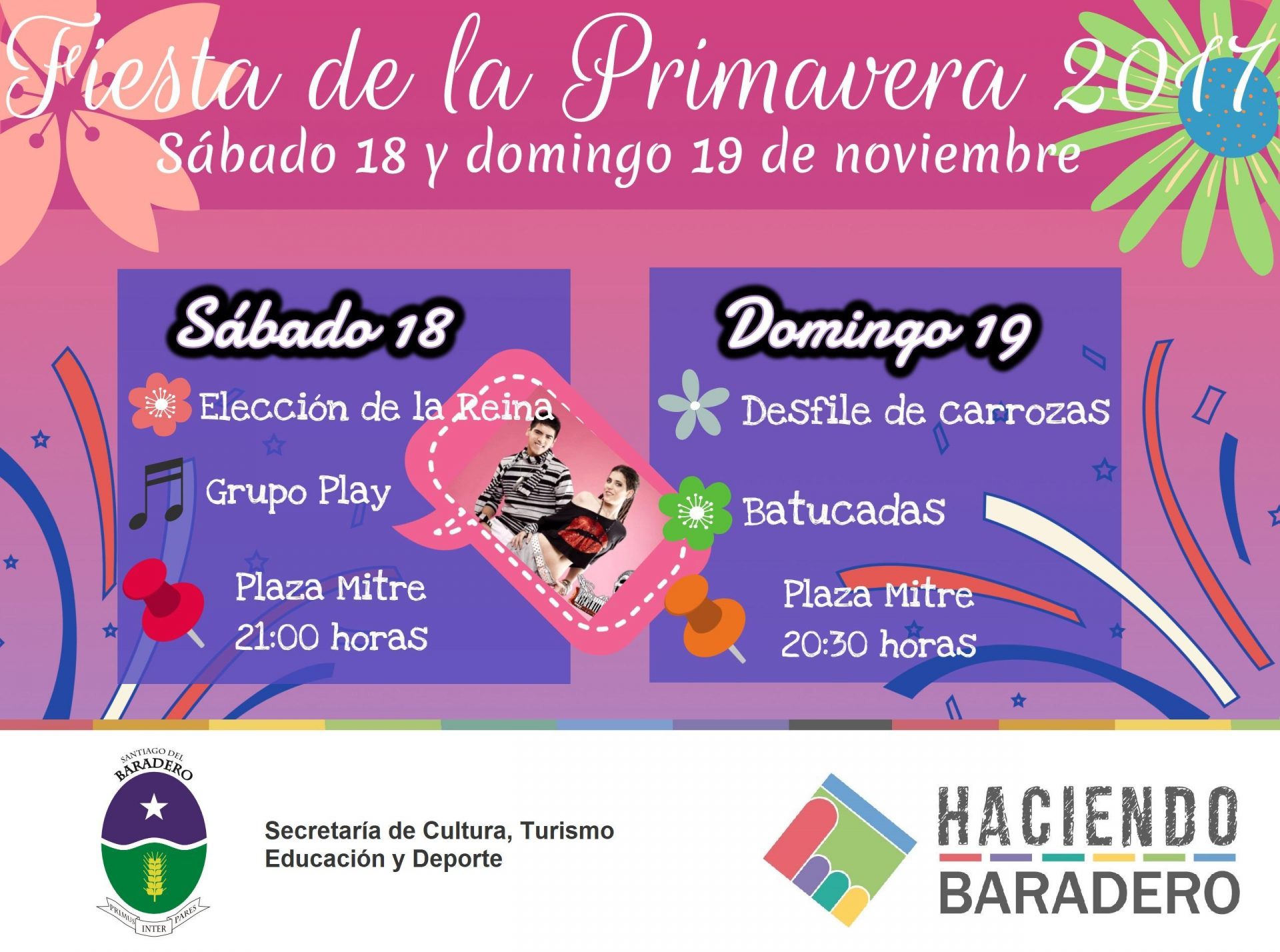 El sábado 18 y domingo 19 de noviembre se realizará la Fiesta de la Primavera