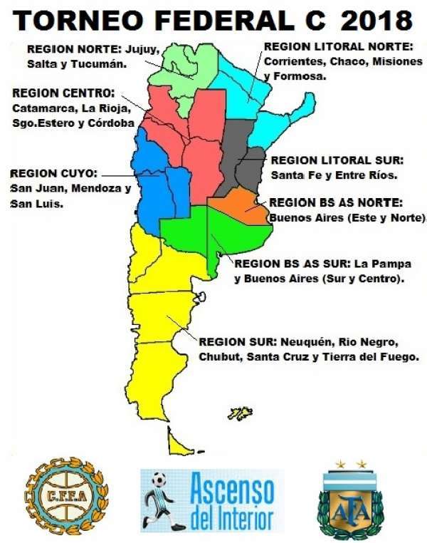 Las zonas y el Fixture del Torneo Federal C 2018