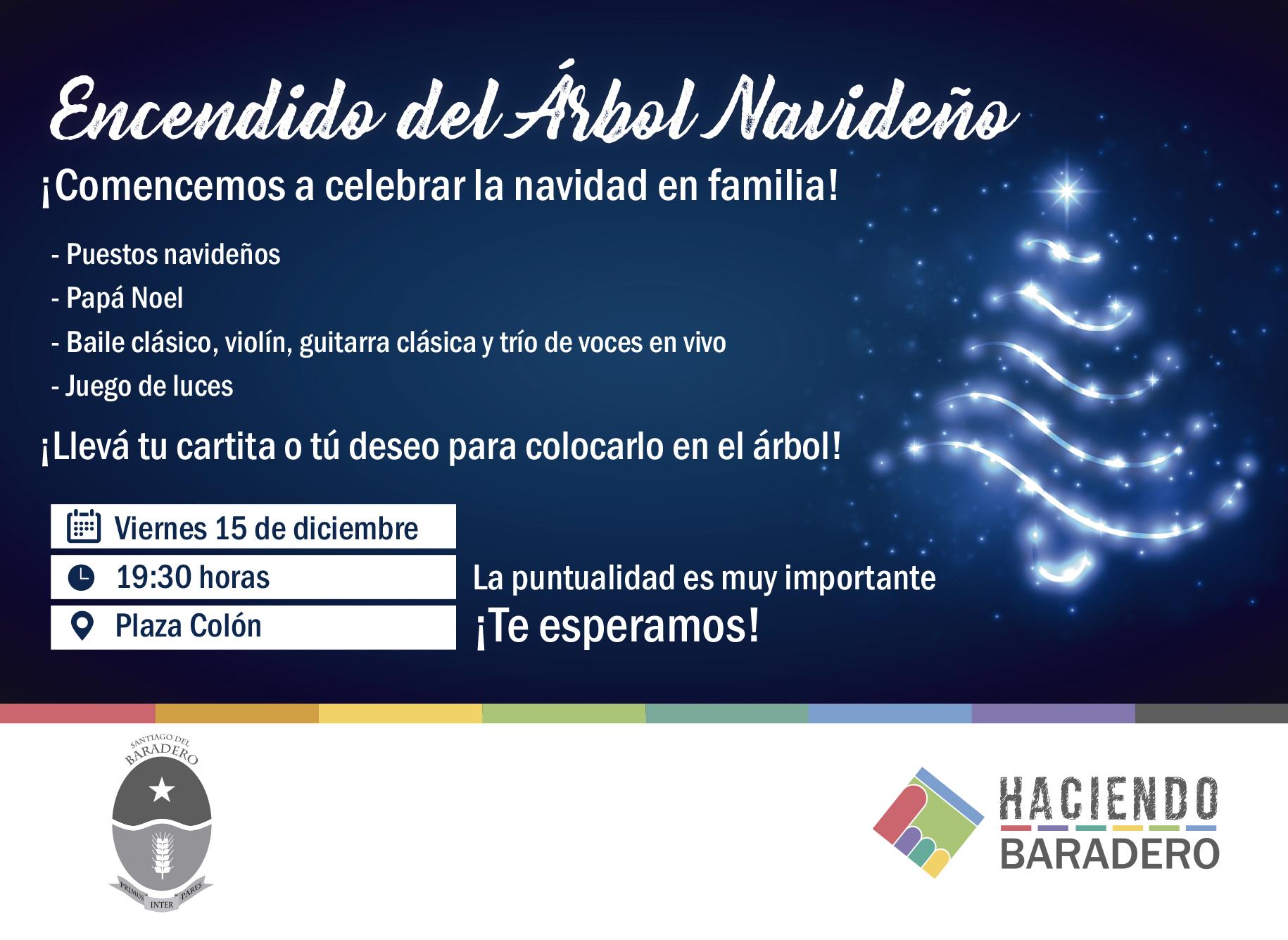 Encendido de árbol navideño en la Plaza Colón
