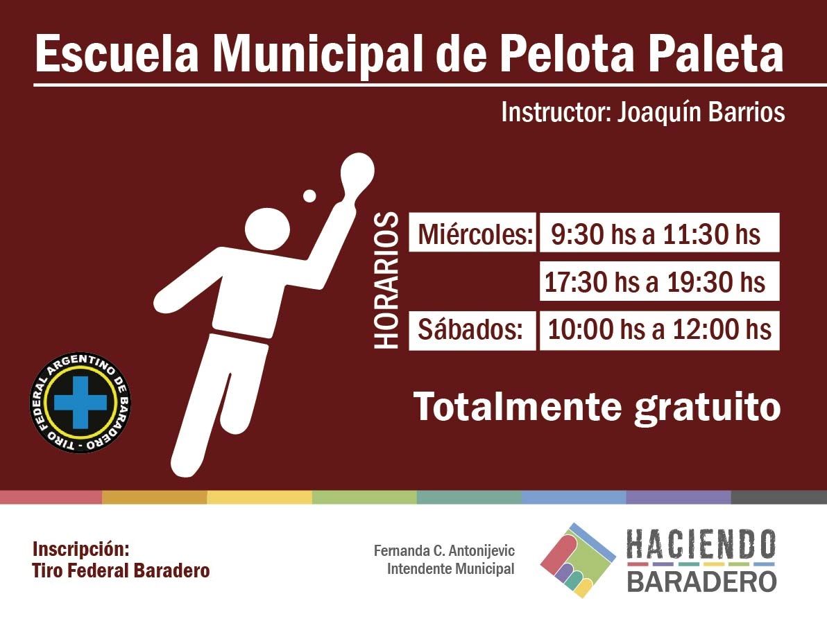 ¡Sumate a la Escuela Municipal de Pelota Paleta!