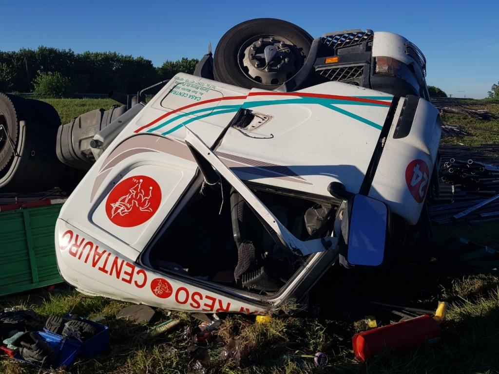 Vuelco sobre la Ruta 9. Una persona herida