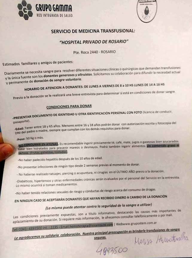 Una joven baraderense que se accidentó en Rosario necesita dadores de sangre