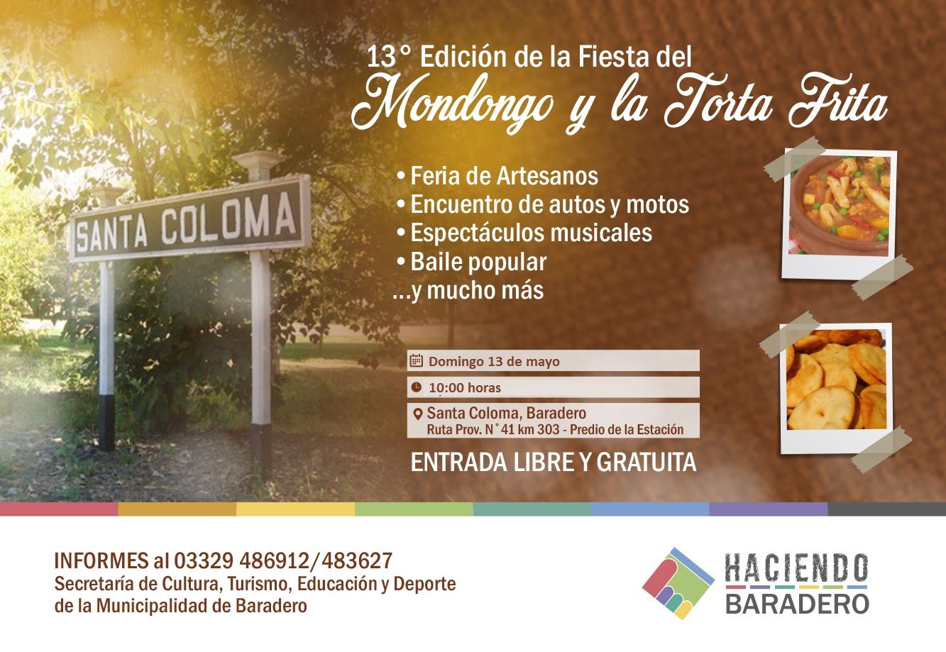 La Fiesta Nacional del Mondongo y la Torta Frita se realizará el domingo 13 de mayo