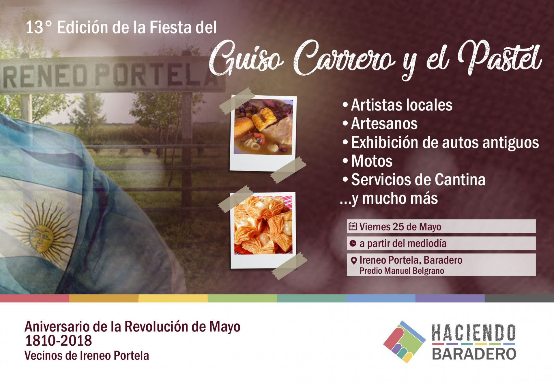 El 25 de mayo se concretará la Fiesta del Guiso Carrero y el Pastel