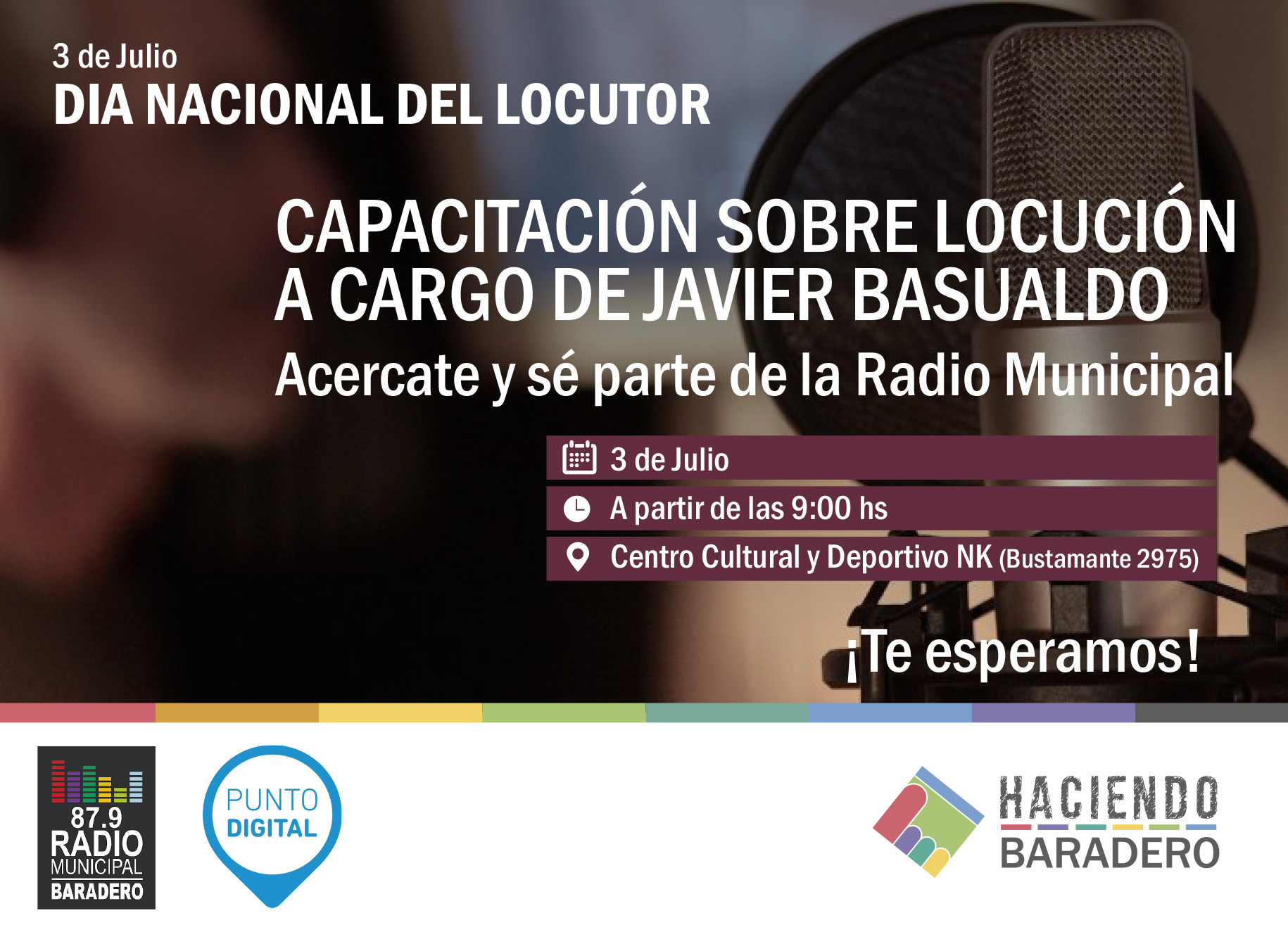 En el marco del Día del Locutor realizaremos una capacitación en el Punto Digital