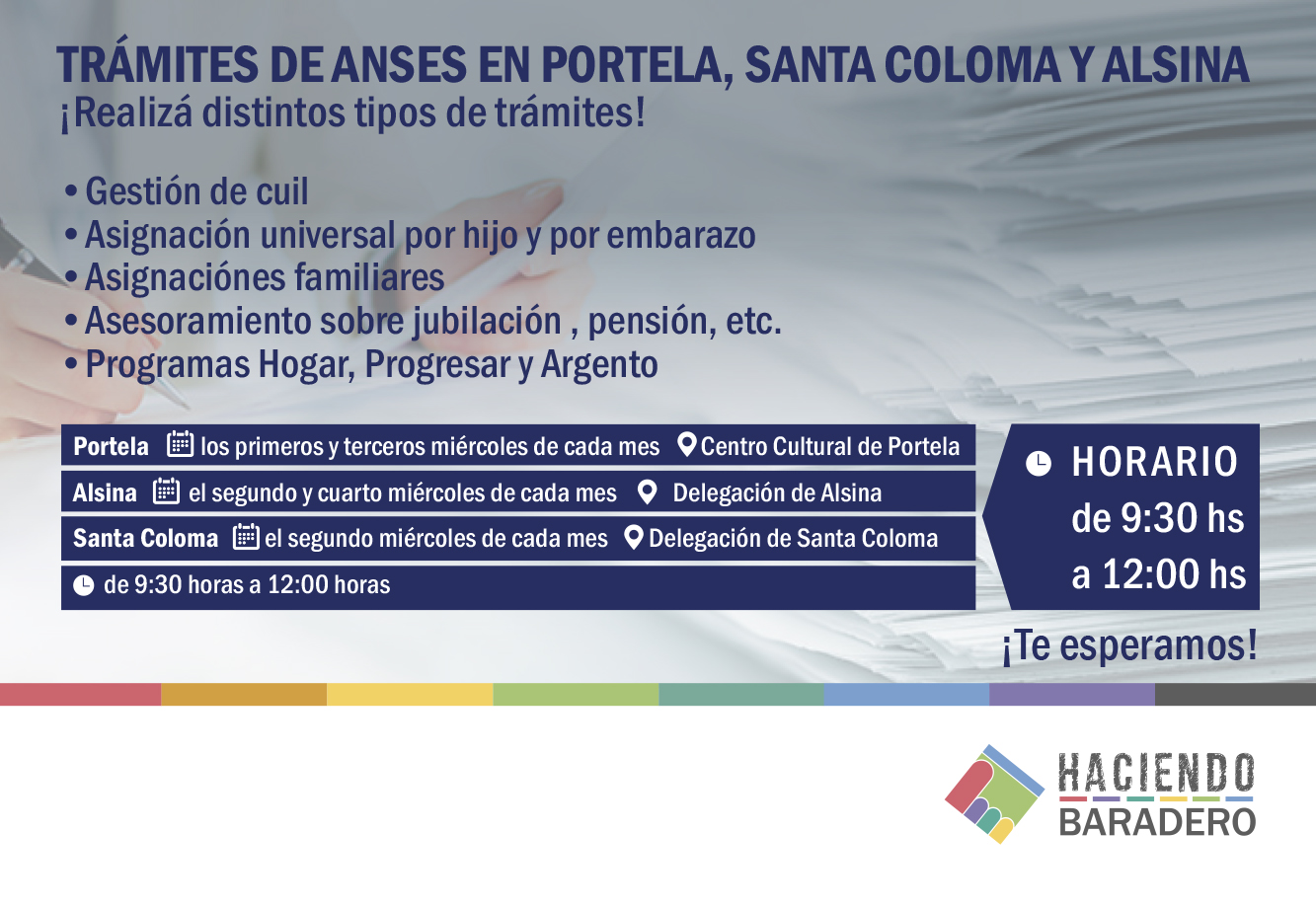 Trámites de ANSES en Portela, Santa Coloma y Alsina