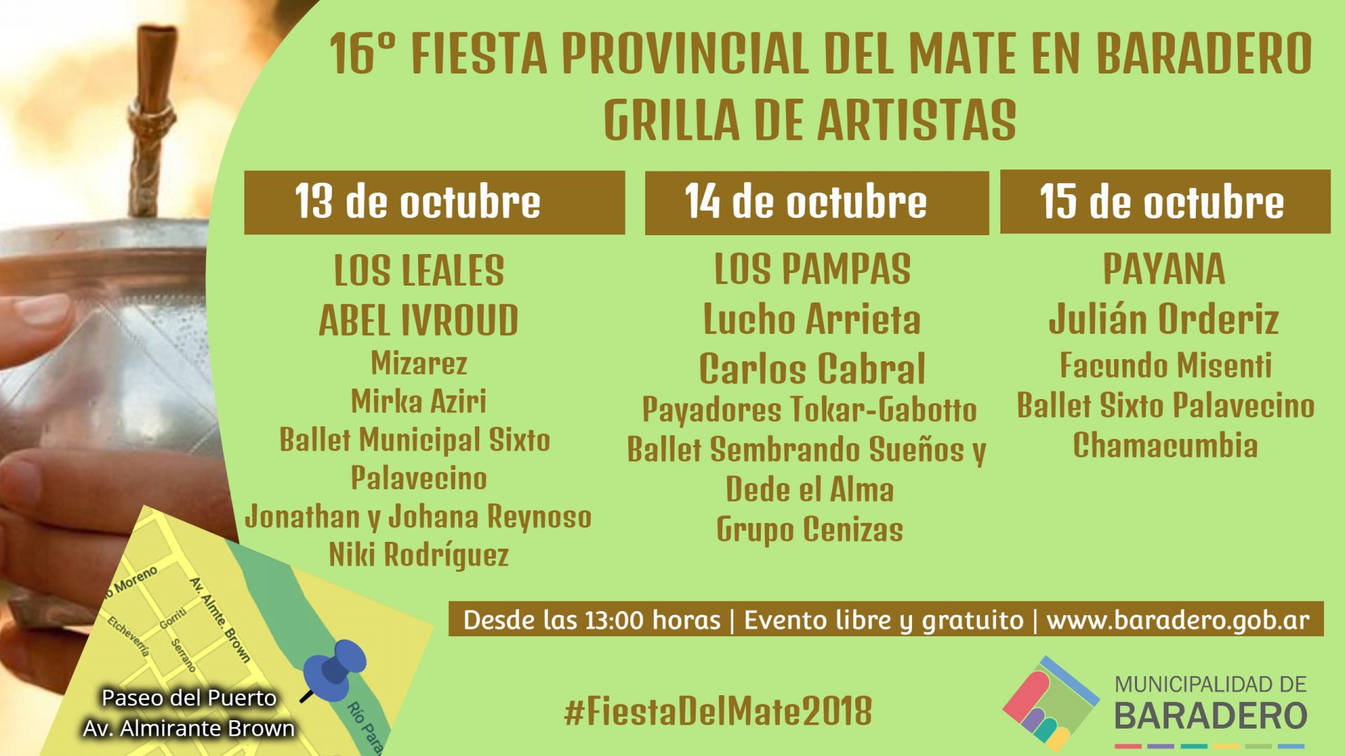 La grilla de artistas en la 16° Fiesta Provincial del Mate