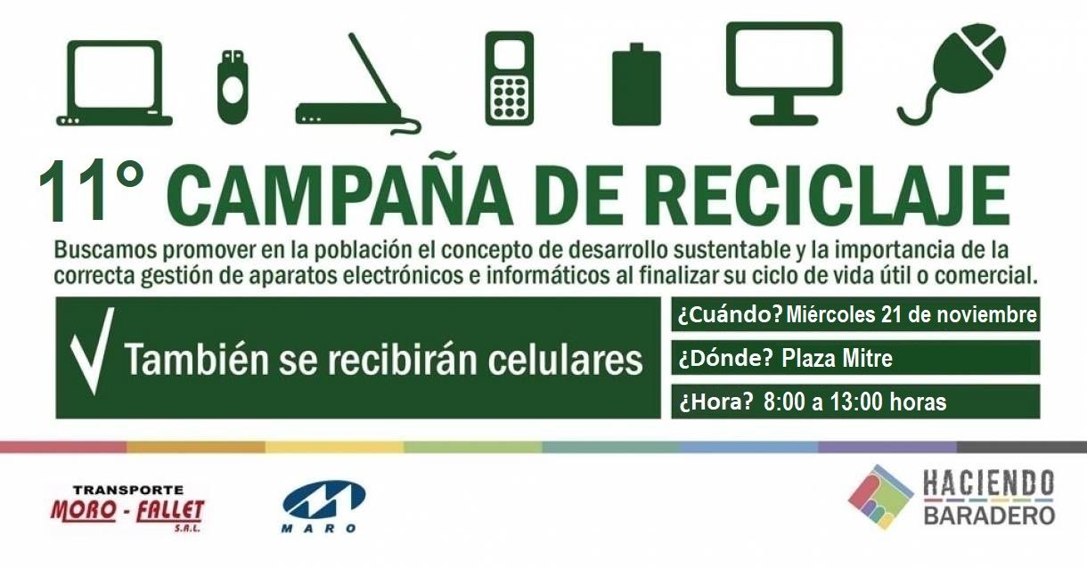 El miércoles 21 de noviembre sumate a las campañas de reciclaje electrónico, papel y tapitas plásticas