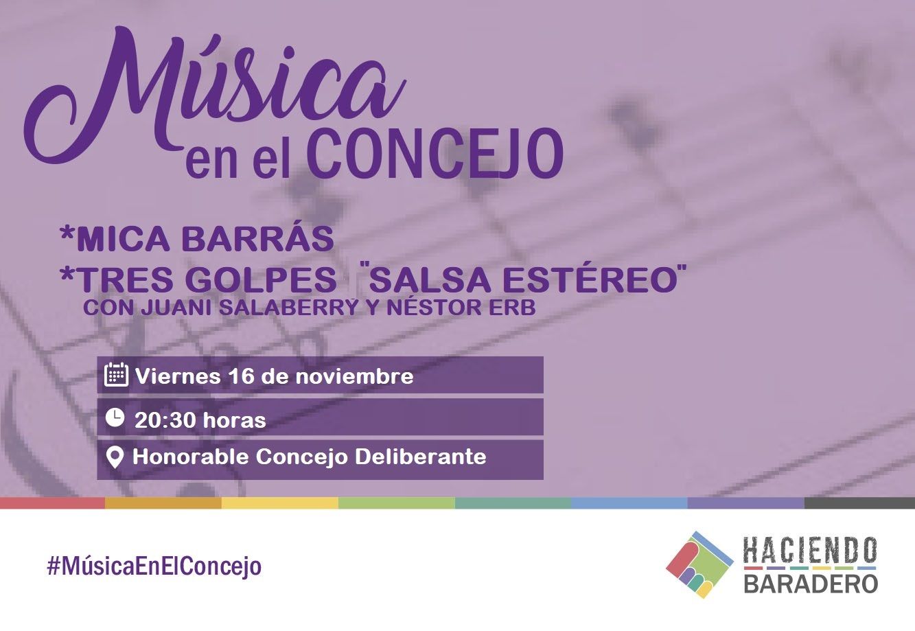 Se viene una noche de Música en el Concejo con Tres Golpes “Salsa Estéreo” y Mica Barras