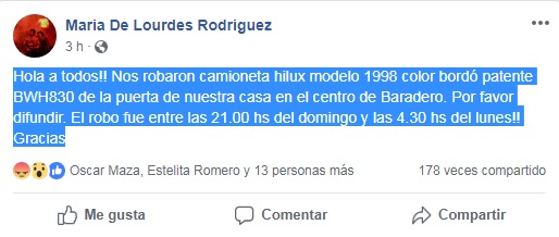 Le robaron la camioneta y piden difundir para encontrarla