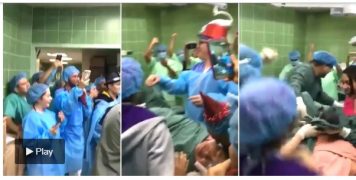 El momento en que un grupo de médicos manipula un nacimiento para que se produzca en el primer instante de 2019
