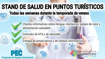 Stand de salud en puntos turísticos de Baradero