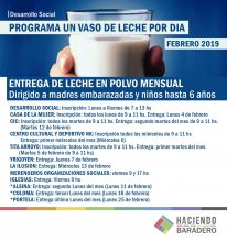 Programa “Un vaso de leche por día”: Entrega de leche en polvo mensua
