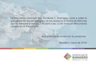 Invitación: Acto oficial del Día del Veterano y de los Caídos en la Guerra de Malvina