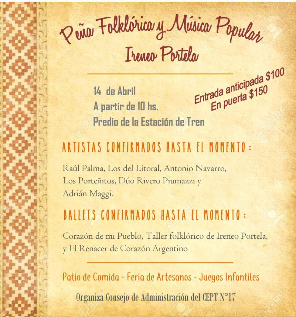 Peña Folklórica y Música Popular en Ireneo Portela