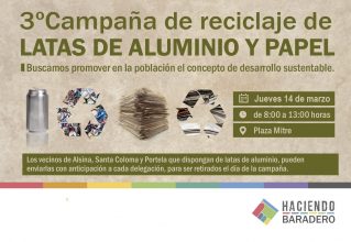 Campaña de reciclaje de electrónicos, de papel y de latas de aluminio