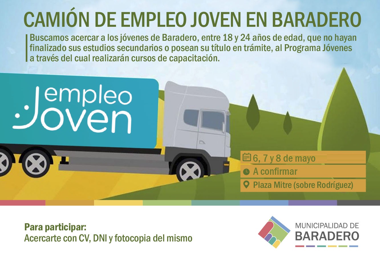 El Camión Empleo Joven estará en Baradero