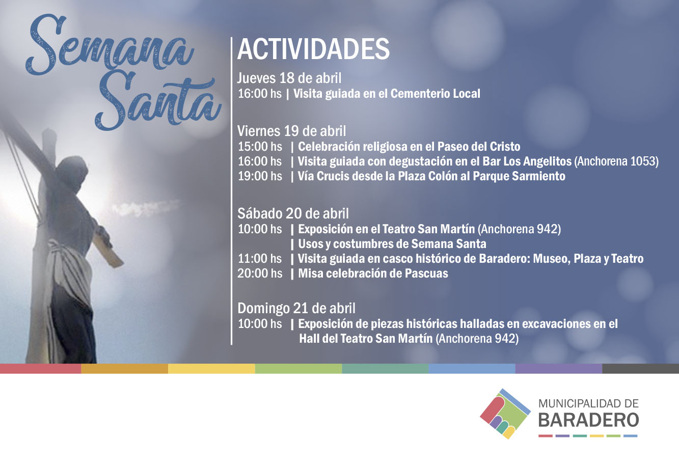 Cronograma de actividades en Semana Santa