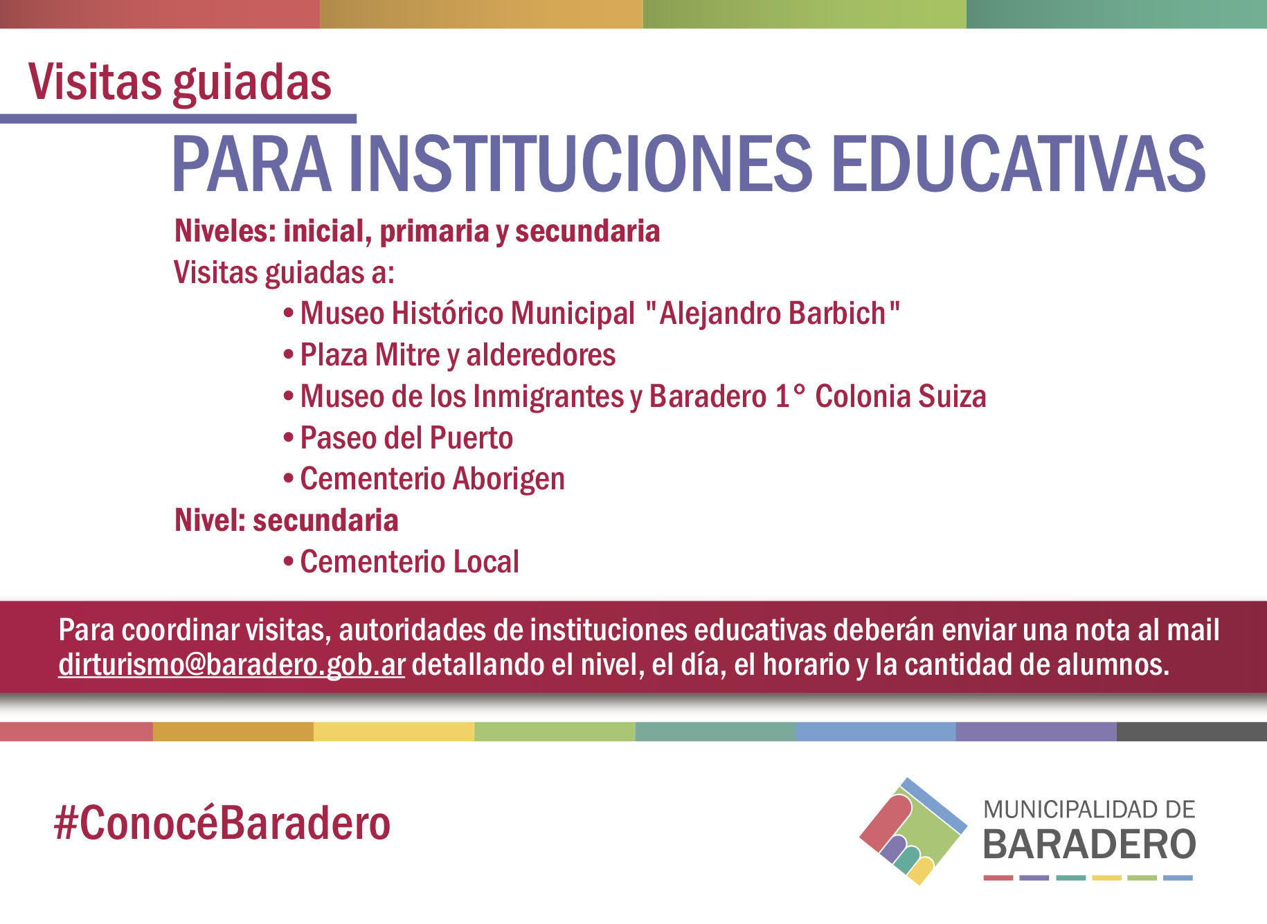Propuesta para estudiantes y docentes: las instituciones educativas pueden inscribirse a las visitas guiadas por la ciudad