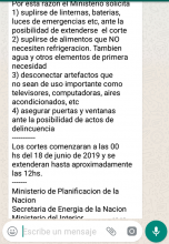 WhatsApp: El falso mensaje del corte general de energía