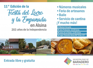 El 9 de julio se festejará la 11° Fiesta del Locro y la Empanada en Alsina