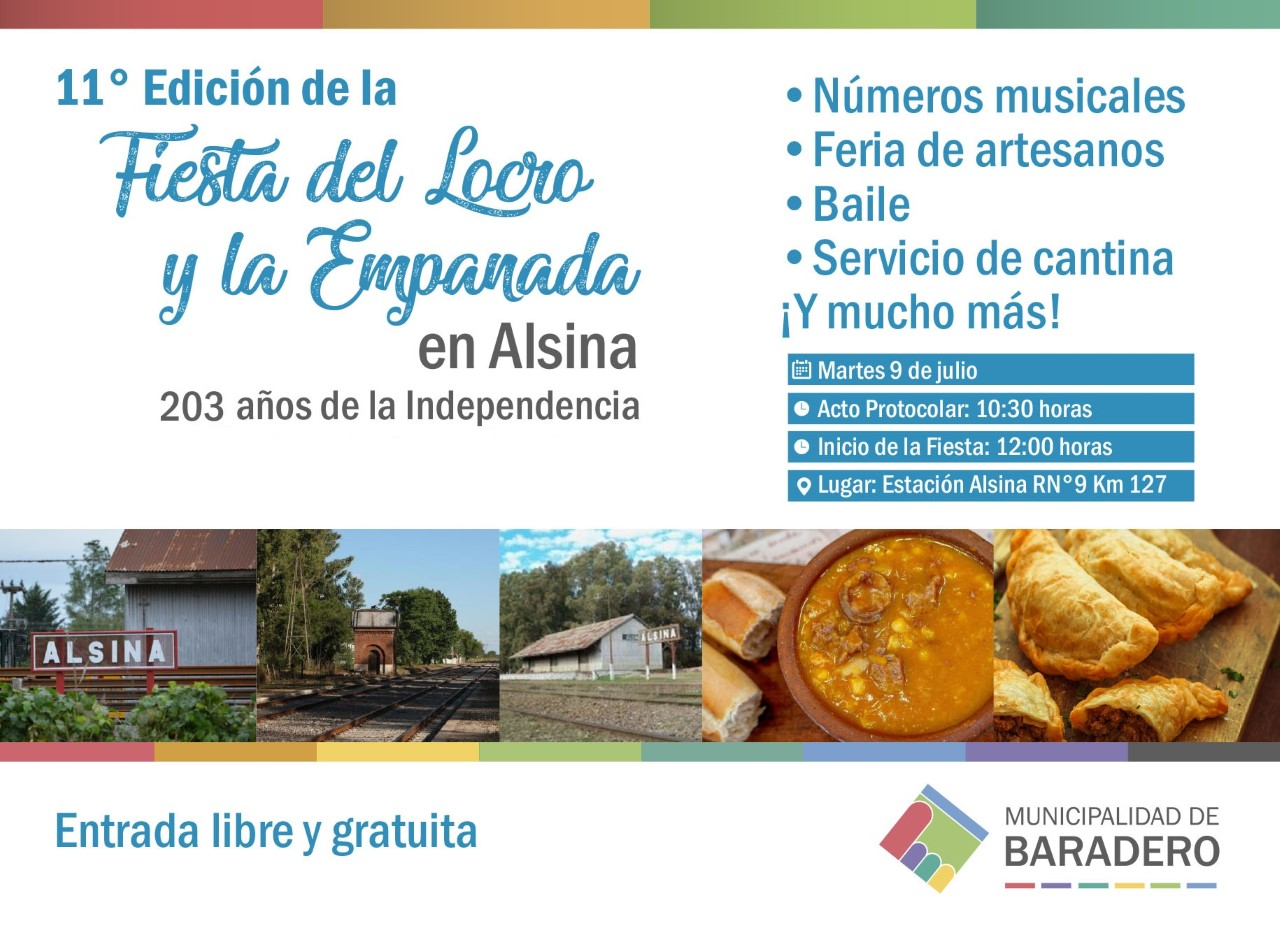 El 9 de julio se festejará la 11° Fiesta del Locro y la Empanada en Alsina