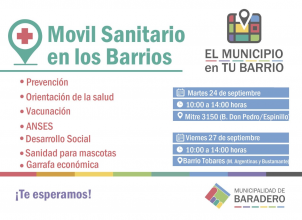 Móvil Sanitario en los Barrios: Esta semana en el barrio Tobares y en el Don Pedro/Espinillo